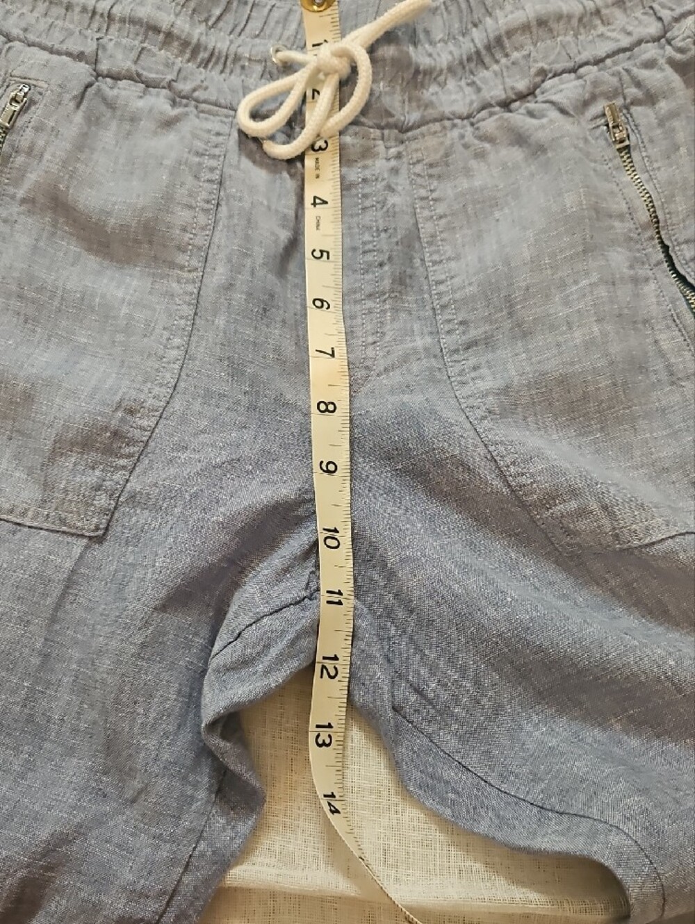 Athleta Women's Light Blue Drawstring 100% Linen Joggers Size 4 - Picture 5 of 13